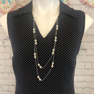 BURNS silk polka dot navy dress